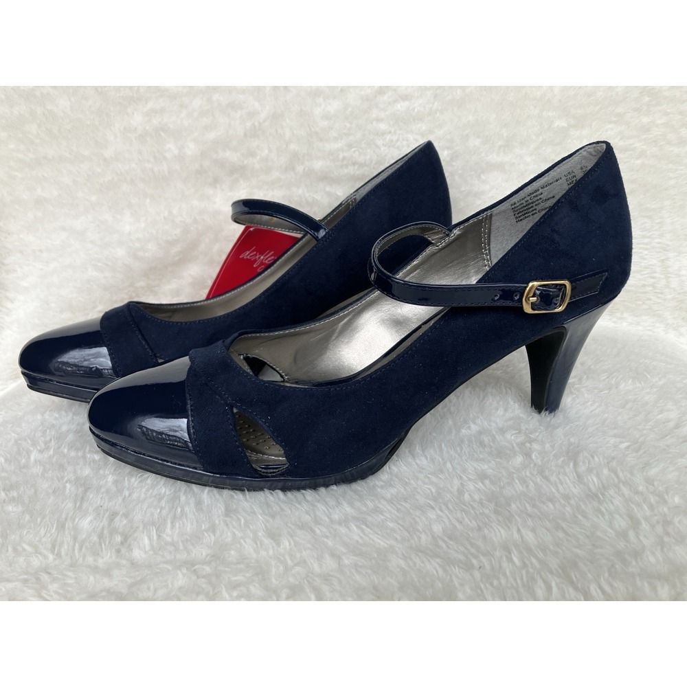 Dexflex Comfort Mary Jane Style Shoes In Navy Sz 8 1/2 - Picture 4 of 6